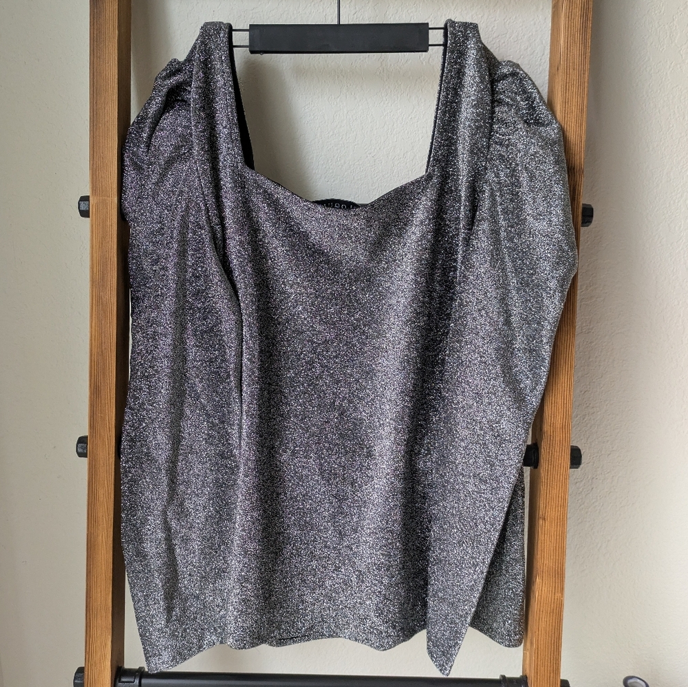 NWT Eloquii Elements Women's Silver Shining Top - Size 18/20 - Picture 2 of 5